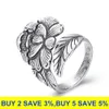 V.YA 2.3CM Anello regolabile con fiore di peonia per donna Anelli femminili in vero argento sterling 925 con gioielleria raffinata Regalo di compleanno