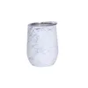 12oz de aço inoxidável Vidros de vinho de mármore Stemless vinho óculos com tampa Shatterproof Vacuum ovo forma de ovo Cups frete grátis
