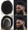 Erkekler Saç Sistemi Erkek Hairpieces Afro Saç Dantel Ön Mono NPU Ile Toupee Jet Siyah Erkekler Için Brezilyalı Remy İnsan Saç Değiştirme