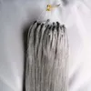 Grå hårförlängningar Loop Micro Ring Machine Made Remy Hair Extension 100% Human Hair Straight Color Micro Links 1g / s 100g
