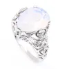 LuckyShine Easter BIG Popular Style Moonstone Oval Teardrop Shaped Silver Plated Wedding Rings for lovers Two options R0058 R0345