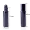 Black Aluminum Cap Black And Frosted 10ml Black Glass Roller Bottles With Gemstone Ball