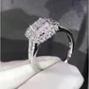 Novas garras de engajamento de cristal na moda design anéis de venda quente para mulheres zircão branco cúbico anéis elegantes do casamento jewerly