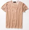 Mężczyźni Summer Mens Tshirt w stylu europejskim aksamitne koszulki okrągłe szyję bawełniany krótkie rękawy męskie i żeńskie tshirts3783851