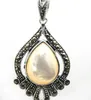 Free ShippingVINTAGE NATURAL WHITE SEA SHELL 925 SILVER DROP PENDANT 40*20mm