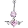 Lovery Anti Allergic 18K White Gold Plated Diamond Anglel Wings Belly Ring for Sexy Gilrs Women Drop Shippping