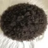 Silicone Wig Mens Hairpieces Afro Curl Full PU Toupee Thin skin Wig Dark Brown Color #2 Brazilian Virgin Human Hair Replacement for Men
