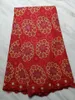 5 yards mooi uitziende oranje Afrikaanse katoenen stof en strass bloempanelen Zwitsers voile kant borduurwerk voor jurk BC51-5
