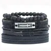 Men's Bracelet 100% genuine leather bracelet cross Beading Hemp rope simple and easy adjustable bracelet 4 styles 1 set