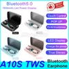 50pcs A10S macaron tws bluetooth headset earbuds led display Game Automatic Pairing In-Ear Headset with Charge Case