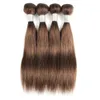 Fasci di capelli lisci castani brasiliani # 2 # 4 stile caschetto corto color cioccolato 50 g / pacco estensioni dei capelli umani Remy per capelli vergini da 12/14 pollici