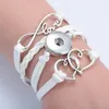 Snap Knappar Armband Band Ringar 18mm Ginger Snaps Charm Multi-Layer Flätade Wrap Armband för Women Menes Mode Smycken