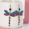 LuckyShine Exquisite Sieraden Dragonfly Earr Rainbow Mystic Topaz Gems Zilverlegering Crystal Zirkoon Oorbellen Bruiloft Sieraden voor Vrouwen