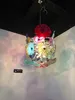 Italiaanse design mond geblazen kleurrijke murano opknoping plaat lamp kunst platen kroonluchter glas koepel decor licht