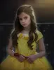 王女の黄色い庭の花の女の子の服の服のボールガウンレースシフォンティーンのページェントドレス子供正同パーティープロムガウンローブデフート