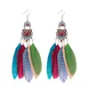 Bijoux Femmes Boho Vintage plumes Tassel Dangle Boucles d'oreilles pour femmes pendientes mujer Bijoux ethnique style tsigane indienne