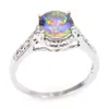 2019 New Styles LuckyShine Lovers Ring Rainbow Round Natural Mystic Topaz Gems 925 silver Small And Exquisite Weddings Gift Rings