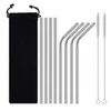 6 pz/set Cannucce In Acciaio Inox Cannucce Riutilizzabili Metallo Piegato Argento Cannuccia con Pennello CCA10768-1 300 set