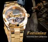 Forsinire trasparente orologio meccanico dorato maschile scheletro a vapore marcia automatica in acciaio inossidabile orologio in acciaio inossidabile Montre2022276