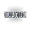 Eternity Promise ring 925 Sterling zilver Emerald cut 5A Cz Engagement trouwring ringen voor dames Bruidsmode-sieraden1004721