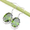 Na moda retro Brincos Verde Oval Peridot Gems LuckyShine 925 Sterling Silver Mulher banhado de presente do feriado Dangle Brincos gratuito embarques