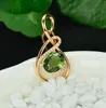 Rose gold high-end elegant lines emerald emerald tourmaline green gem pendant female necklace