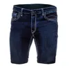 Neue Herren-Jeans in reiner Farbe, schmale Passform, europäische Größe, lässiger Stil, Denim, modisch, knielang, kurze Jeans, beliebter Designer