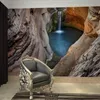 Gepersonaliseerde aanpassing 3D stereo grot waterval muurschildering behang woonkamer galerij moderne creatieve decor behang fresco's