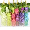 6 stili elegante fiore di seta artificiale glicine fiore vite rattan giardino casa decorazione di nozze forniture appeso puntelli 75 cm / 110 cm FFA2101