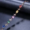 Fashion- Bracelets for Women Rose Golden Butterfly Charm Muticolors Crystal Zirconia Linked Bangle Rhinestone Diamante Luxury
