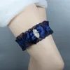 Vintage Lacivert Gelin Jartiyer Düğün Jartiyer Kemer Seti Bir Şey Mavi Gelin için Gelin Garters Bacak Garter