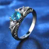 Gros-bague européenne et américaine saphir topaze bague de fiançailles creuse ronde cuivre quatre griffes mode bijoux accessoires bagues cadeau