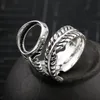 S925 Czysty srebrny pierścień z piór z regulowanym pierścieniem z spersonalizowaną męską męską i damską Pusty Srebrny wspornik 9 125889082