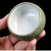 Grön grov keramik te cup japansk zen liten te skål för tetillbehör dricker