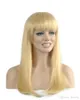 Femmes Longue Charmante Blonde Soignée Bangs Rose Net Droite Kanekalon Résistant À La Chaleur Cosplay Partie Cheveux Perruque Complète Perruque