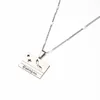 Stainless Steel Rectangle Curacao Map and Flag Pendant Necklaces for Women Girls Maps Jewellery