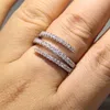 2019 Nouvelle Arrivée Bijoux Classiques Pur 100% 925 Argent Sterling Pave Blanc Saphir CZ Diamant Femmes Mariage Bague De Mariée Pour Le Cadeau Des Amoureux