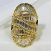 Vecalon Big Aride Party Ring Gold Color 925 Sterling Silver Diamond Engagement Wedding Band Ring