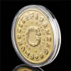 5pcslot mexico Gold plattiert Kalender Azetc Craft Culture Souvenir Kopienmünzen Sammler2763765
