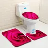 Bath Mats 3pcs Blue Rose Banyo Bathroom Carpet Toilet U Type Mat Set Non Slip Pad Tapis Salle De Bain Alfombra Bano1