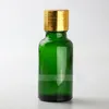 624 Pz / lotto Bottiglie a goccia in vetro da 20 ml Contenitore per liquidi verde E Bottiglie vuote per pipette spesse con coperchi in oro nero argento Gocciolatore in vetro