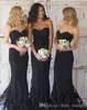 2019 zwarte bruidsmeisje jurk kant mouwloze formele bruiloft gasten meid van eer toga plus size op maat gemaakt