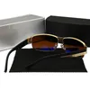 Óculos de sol unissex duráveis, armação de metal dourado e prateado, marca própria, óculos de sol piloto com caixa 2683116