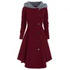 Rosegal plus storlek asymmetrisk kontrast hooded skirted coat hoodie single breasted tjocka kvinnor gotiska rockar solid vinter t190903