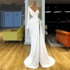 Branco Ruched Vestidos Formal 2020 um ombro Prom Dress For Women Robe De Soiree Coxa alta Slit Dubai Partido Vestidos