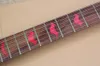 Fábrica preta feita sob encomenda forma incomum Guitarra elétrica com ligação Vermelho, Vermelho Fret embutimento, Rosewood Fingerboard, oferta personalizada