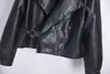 Женская кожаная искусственная женская куртка мода PU молнии пальто сплошной цвет весна и осень байкер мотоциклов тонкий подходят куртки