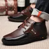 Мужские кожаные ботинки зима плюс бархатные теплые моды сапоги мужские банкетные бизнес офисные профессиональные формальные ботинки