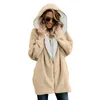 2019新しい女性のフェイクの毛皮のコート冬の暖かい豪華なジャケット女性のフード付きカジュアルふわふわの特大の特大のテディベアコートプラスサイズ