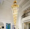 Luxury modern chandelier lighting for staircase large long crystal lamps hallway lobby gold chain chandeliers home decor light LLFA